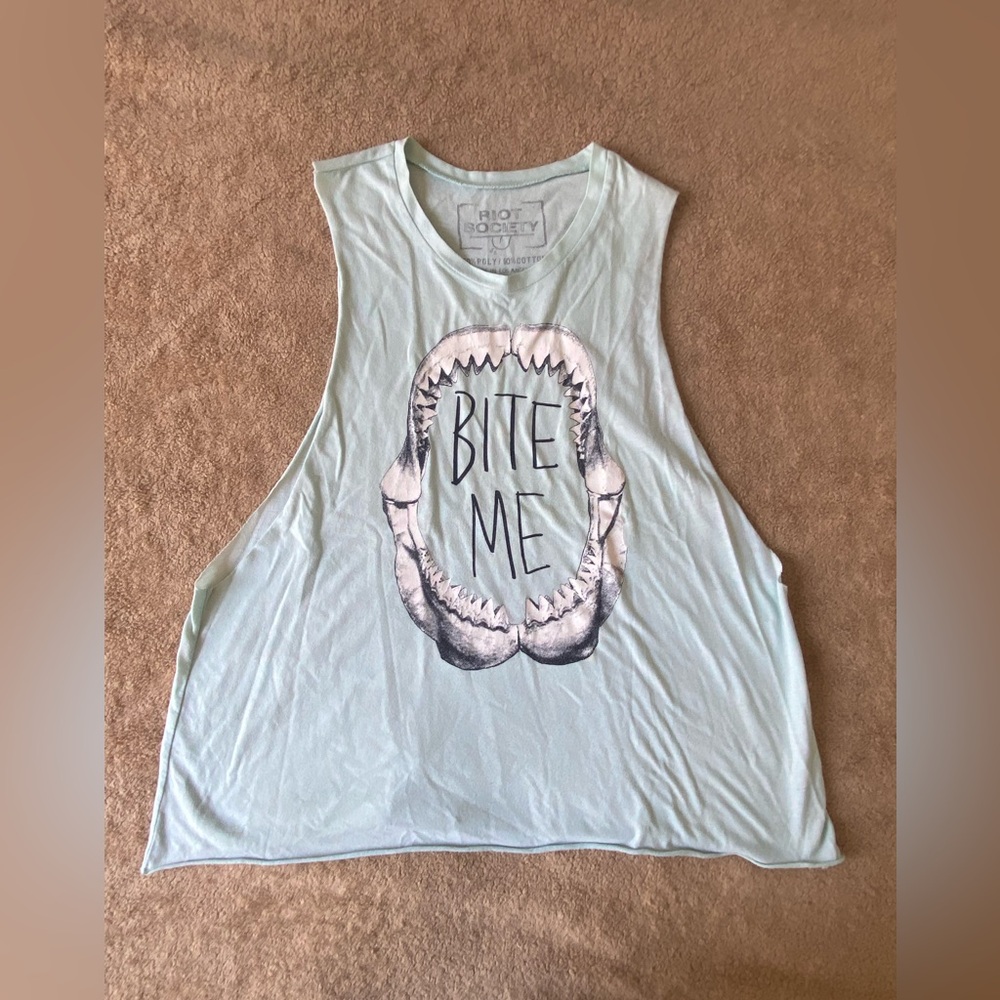 Riot Society Bite Me Blue Sleeveless Top